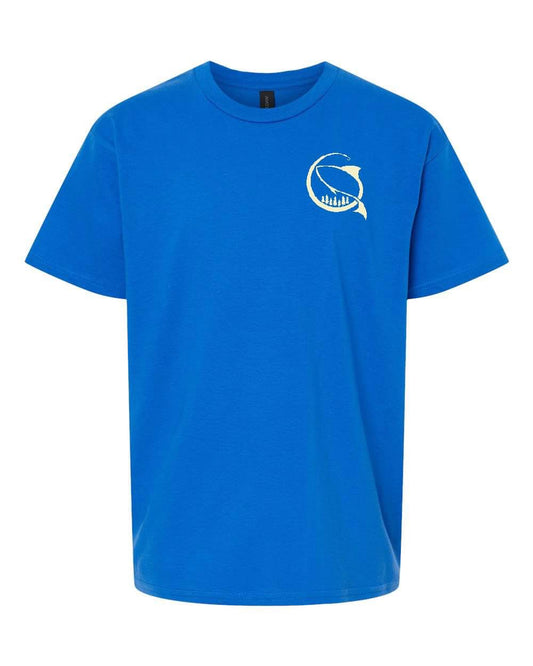 YOUTH SOFT STYLE TEE IN ROYAL BLUE WITH CREAM INK