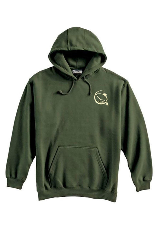 YOUTH HOODIE OLIVE GREEN WITH CREAM INK