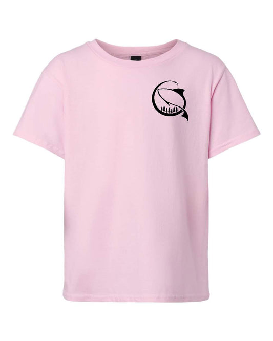 YOUTH SOFT STYLE TEE IN PINK WITH BLACK INK