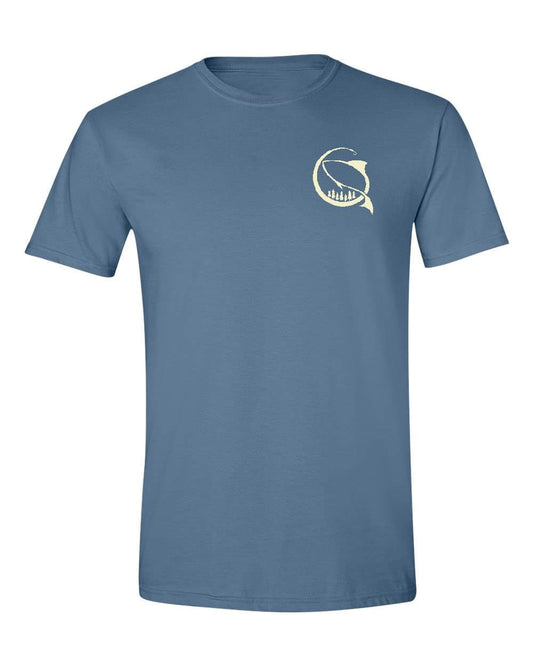 MENS SOFT STYLE TEE IN INDIGO BLUE WITH CREAM