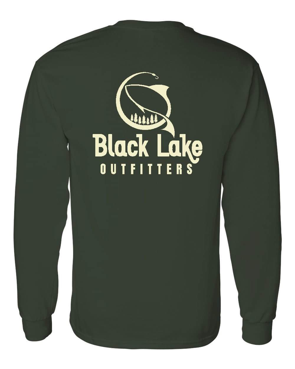 MENS LONG-SLEEVE IN FOREST GREEN WITH CREAM INK